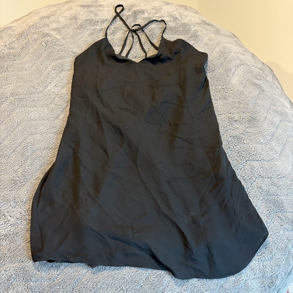 Alice + Olivia Women Cowl Neck Silk Mini Slip Dress Black Quiet Luxury NWT 0 - Picture 2 of 10